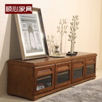 Shunxin furniture European-style solid wood TV cabinet walnut wood living room 2m floor cabinet modern Chinese storage locker