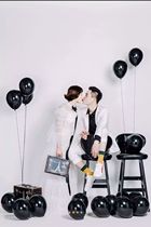 New thickened balloon personality theme Road location shooting tide shoot props wedding props travel Black Balloon