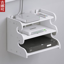 Non-perforated TV set-top box shelf Router rack Double wall shelf Wall-mounted storage box decoration