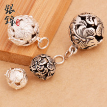 925 sterling silver bell Palace Bell Bell flower pendant diy silver accessories handmade beaded red rope necklace