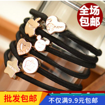 Korean hair hair band hair band hair band hair rubber band black hair rope decorated leather cloth trim