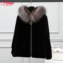 Mink fur coat with female whole mink leather coat fur jacket fur 2021 Winter new with even cap fur F19D7421E1
