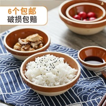 Net red steamed egg bowl pointed foot soil bowl retro wine bowl pottery bowl cutlery bowl steamed rice bowl hot pot