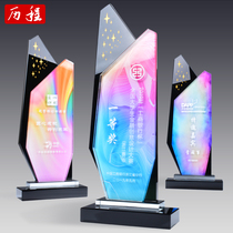 Marble trophy Geometric crystal trophy custom creative lettering color designer medal authorization plate production
