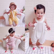 Female baby spring dress summer Princess suspender jumpsuit baby climbing suit newborn ha clothes baby girl bag