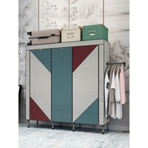 Simple wardrobe strong and durable cloth wardrobe steel pipe thickened reinforcement home bedroom rental house net red hanging cabinet