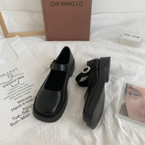 2021 Summer new square head accessories Skirt Small Leather Shoes Day Tying womens retro Buttons Spring Autumn Mary Rare Shoes Thin