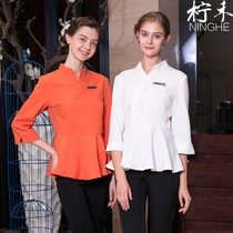  Ninghe 2021 spring new high-end beautician overalls waitress overalls long-sleeved technician suit suit