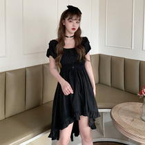 Big code Womens dress Herbentresses Dress Woman Lotus Leaf Side Fishtail Skirt style Design Sensory retro square collar little black dress