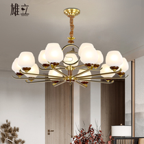 New Chinese chandelier Chinese style antique compound building hall chandelier atmosphere all copper light luxury dining room living room lamps