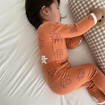 Ocnlantiy children pure cotton mill wool lingerie suit baby cartoon home conserved male and female children pyjamas for underpants