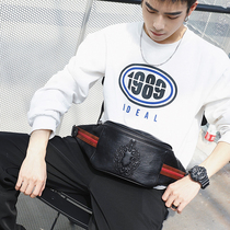 New cowhide mens leather breast bag small satchel bag simple leather Tide mens chest bag retro backpack big running bag