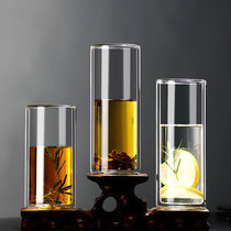 Household creative double-layer glass anti-scalding drinking cup flower tea cup tea cup straight drink milk cup