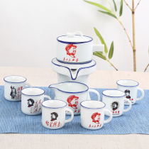 Classic nostalgic imitation enamel cup automatic tea set nostalgic lazy semi-automatic kung fu tea set retro tea maker