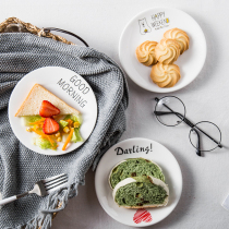 Dishes snacks creative ceramics shallow plates cakes fruit materials Nordic letters 6-inch dishes bone dishes