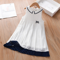 Girls snowspun hyphenated dress Summer Korean version Children dress 2022 new ocean gas female baby 100 plexe princess pendant with skirt