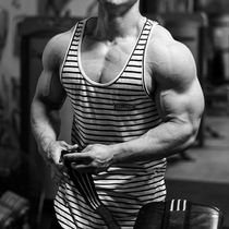 Muscle brothers fitness vest male waistcoat shoulder slim hurdle training Sports I striped vest men sleeveless T-shirt