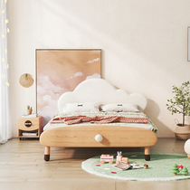 Dream cloud bed solid wood childrens bed Nordic girl simple creative soft bag 1 5 M cartoon girl single bed