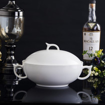 Jingdezhen pure white bone porcelain palace pot creative Yafei pot unleaded 9-inch soup bowl with lid pot