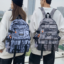 School Bag Men Junior High School Big Capacity Personality Tide Card High School College Student Backpack Travel Bag Computer Double Shoulder Bag Woman
