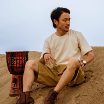 SOARIN retro American heavy-pound T-shirt male Amei click Tooling Casual 100 Hitch Bottom Short Sleeve Body Shirt