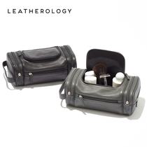 Leatherology leather wash bag Mens travel business travel wash bag Large capacity portable storage cosmetic bag
