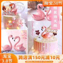 (Pink Flamingo) cake decorated swan hands for a romantic Valentines Day wedding scene dress up with supplies.