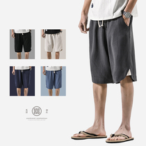 Zuo Du large mens mens linen cotton trousers mens loose thin Chinese style trend shorts