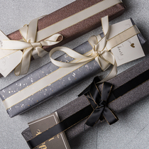 Asight single towel matching wrapping paper set Fashion net red ins wind greeting card Satin gold thread ribbon