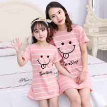 Nightdress girl parent-child decoration home clothing pajamas baby mother and child pure 2019 spring new children Cotton