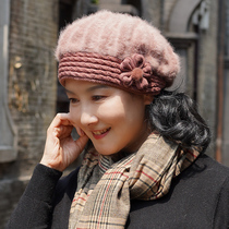 Middle-aged and elderly hats female winter thickened old man rabbit hair beret grandmother old lady mother wool hat