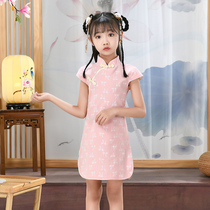 2021 New Summer Girl cheongsam skirt improved Chinese style little girl childrens retro childrens clothing foreign skirt