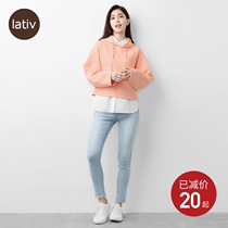 lativ womens sports hoodie sweater casual air layer short autumn and winter top womens clothing