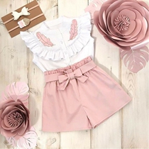 Kids Baby Clothes Set Summer Sleeveless Tops Bandage Shorts