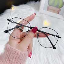 Myopia glasses female Korean version tide with degree anti-blue light ultra-light retro round frame big face plain eye frame male