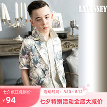 Le Wenxi childrens suit British handsome summer spring and autumn 2021 stage new boys fashion Western style short-sleeved suit