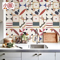 Kitchen anti-oil sticker hearth wall applid Mediterranean Self-adhesive wallpaper toilet tile sticker Painted Bathroom Waterproof Wallpaper