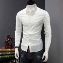 Autumn shirt men long sleeve slim Korean trend solid color business dress inch shirt casual versatile mens white shirt