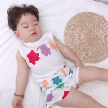 Summer childrens baby pajamas Home clothes Vest suit Sleeveless thin section Boy and girl air conditioning clothes pure cotton cartoon