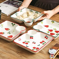 Double drain ceramic tableware Round household large dumpling plate Deep dish plate steamed fish plate plate dumpling plate
