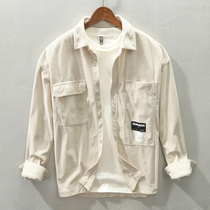 Coarse lamp core suede shirt for men 2021 Fall new loose clothing trendy casual jacket outside wearing lining