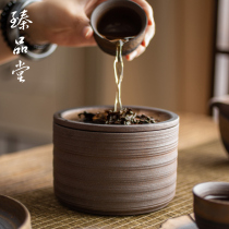 Coarse Pottery Tea Residue Cylinder Tea Wash Home Tea Wash With Lid Tea Bowl Retro Build Water Bowl Type Tea Residue Barrel Water Meng Small Water Wash