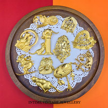 Western Antique Vintage Vintage American Antique Jewelry JJ Jonette Retro Fun Kitty Gold Plated Brooch