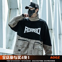 Xiaobin national tide spring new stitching color matching tooling jacket men loose Tide brand zipper high collar pullover coat tide