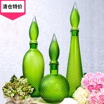 High level senses vase green glass large pendulum piece European-style Art Xuanguan Hotel-like room Living room Home furnishing