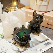 Bully dog wearing sunglasses with dog head Cubic fight silicone mold DIY drop glue key button pendant swing table bracket