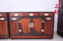 Mahogany furniture solid wood supply table Big Red acid branch case triple cabinet triple kitchen black frame flat head case
