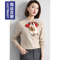 Bow tie-up shirt female design sense niche foreign style long sleeve fashion shirt spring retro French professional shirt
