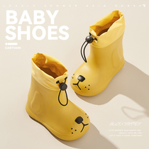 Cartoon puppy childrens rain boots boys waterproof drawstring high-cut boys and girls middle and large childrens rain boots non-slip baby water shoes