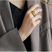 European and American retro personality copper gilded gold plated ring female tennis red ins lukewarm wind minimalist line forefinger ring